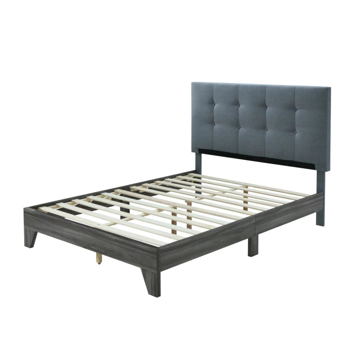 Gray Upholstered Platform Bed Twin Size R82334