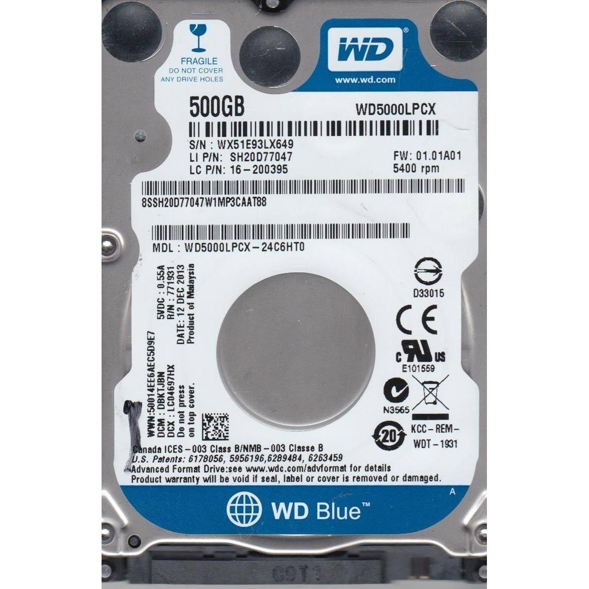 500GB 2.5 Inch SATA Hard Disk Drive S855830