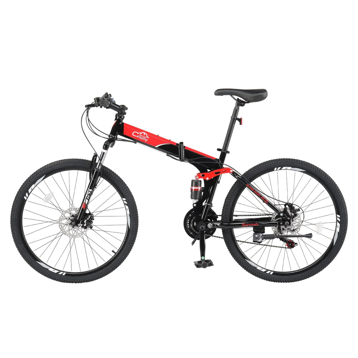 Folding Mountain Bike 21-Speed 26 inch Wheels Red O47706