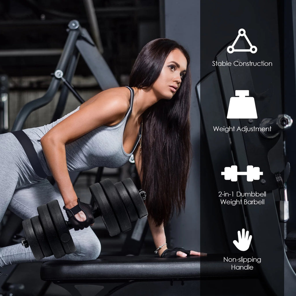 66Lbs 2 in 1 Adjustable Dumbbell Set W837954