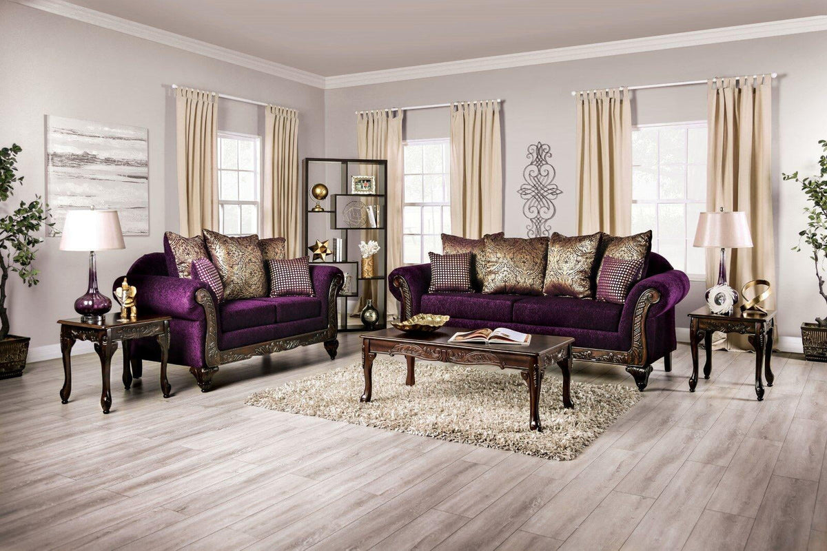 Purple & Dark Cherry 5pcs Living Room Set L95328