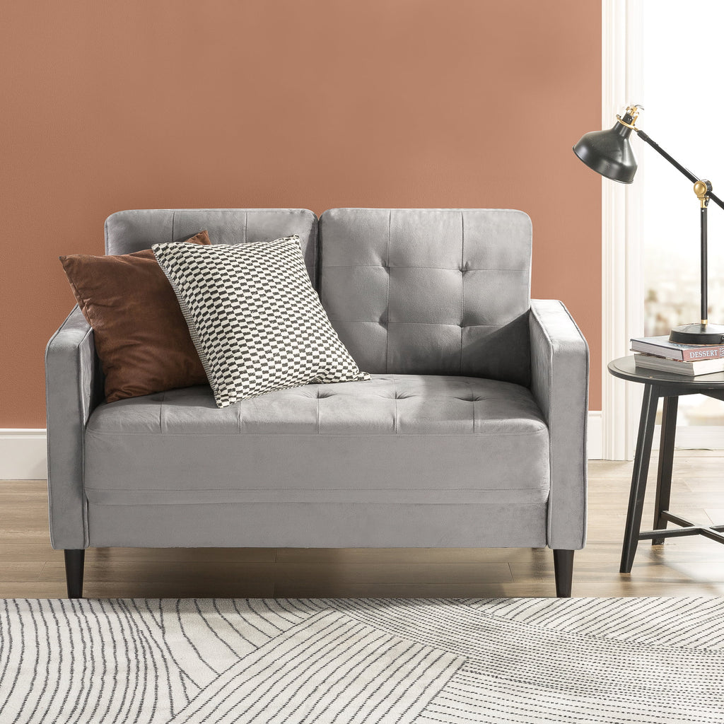 Grey Velvet Loveseat V1432