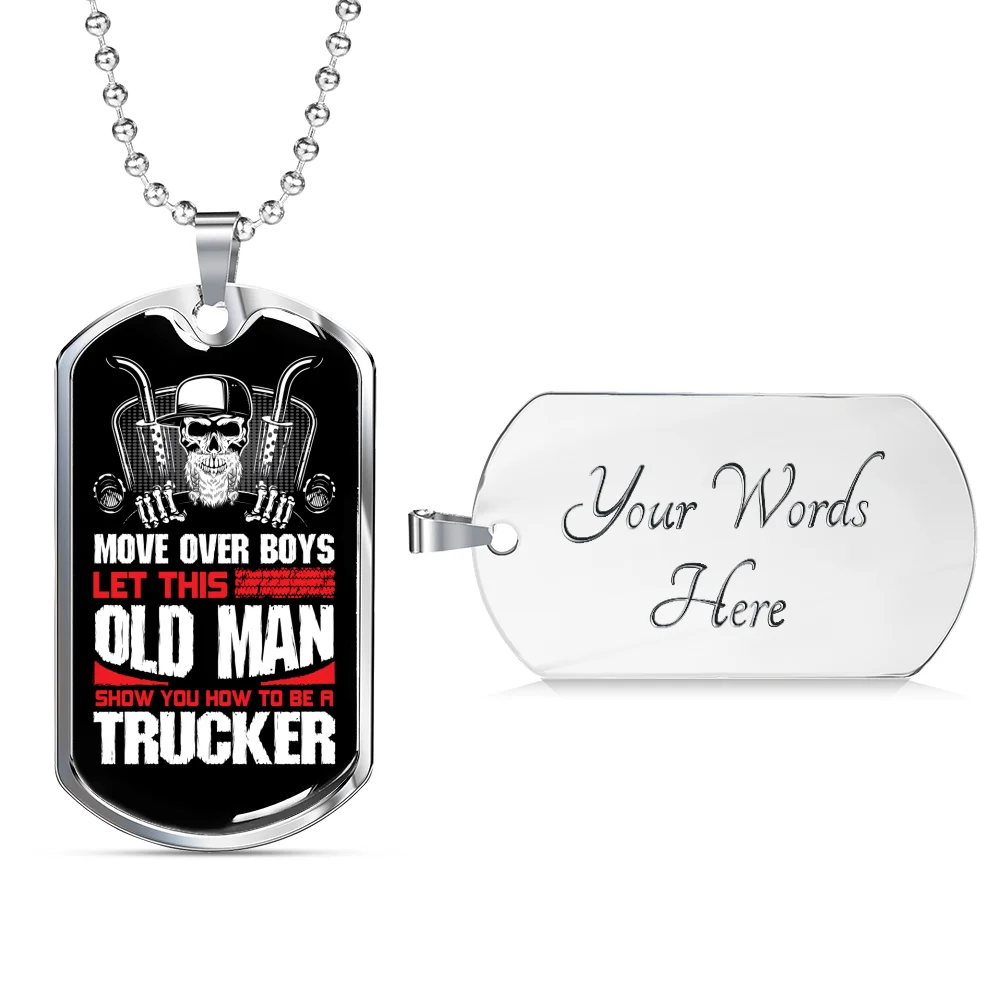 Dog Tag Stainless Steel or 18k Gold 24" Chain W821