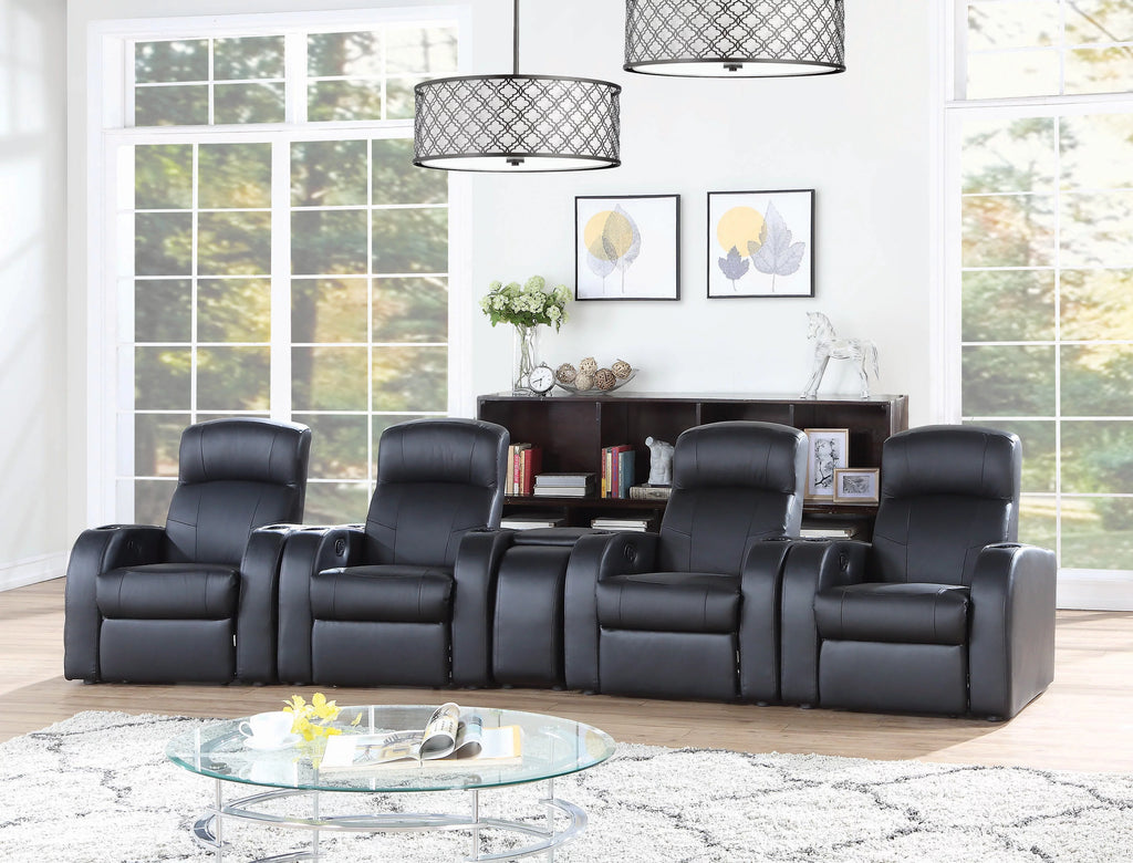 Black Upholstered Recliner F5724