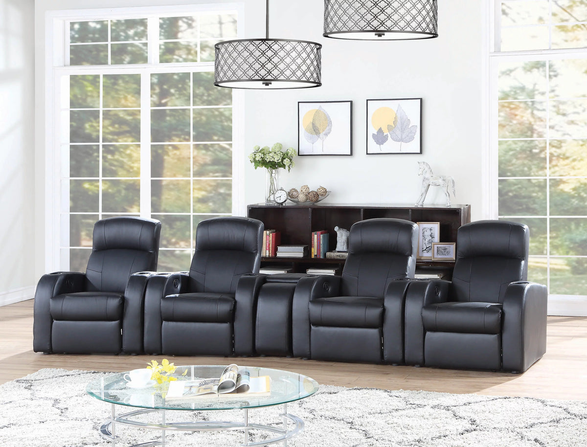 Black Upholstered Recliner F5724