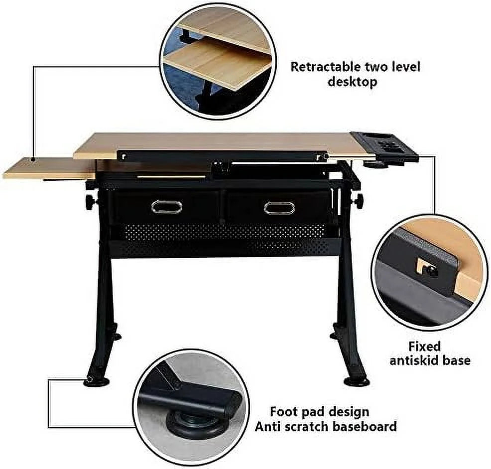 Height Adjustable Drafting Table with Stool P1643