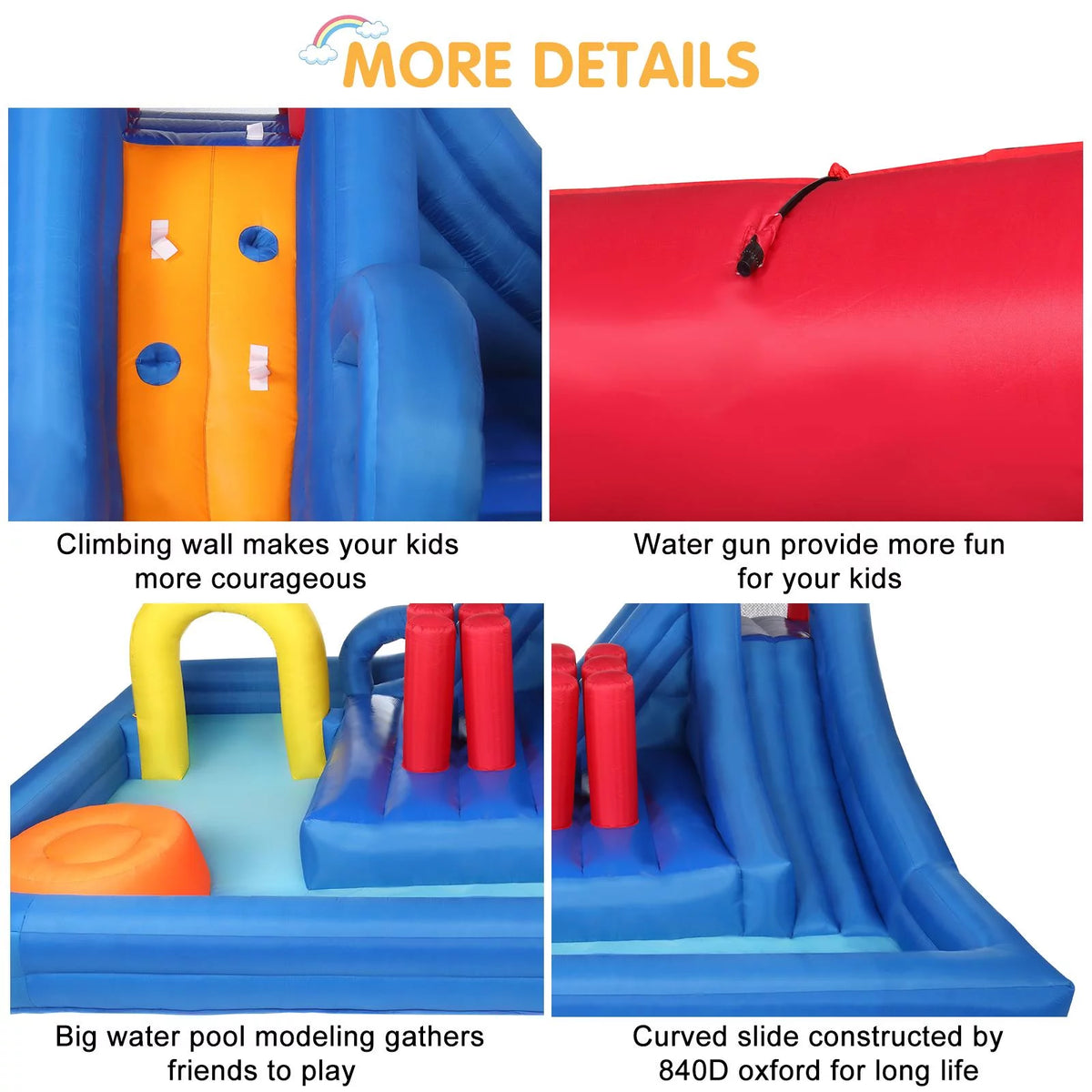 Inflatable Bounce House Castle with 2 Water Slide Pool O2415