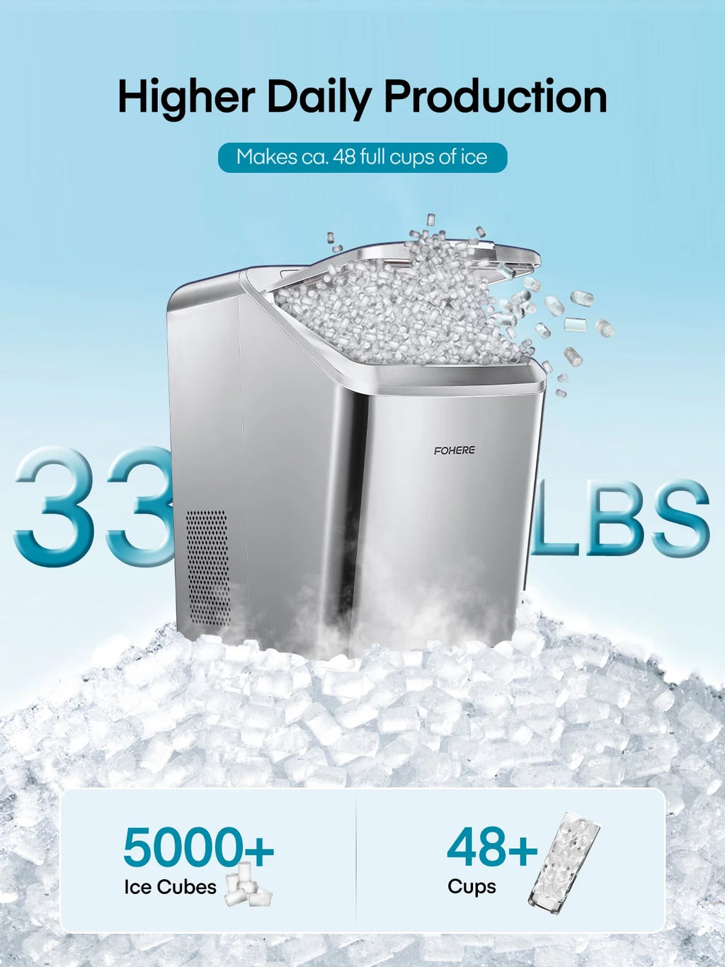 White Stainless Steel Nugget Ice Maker J8033