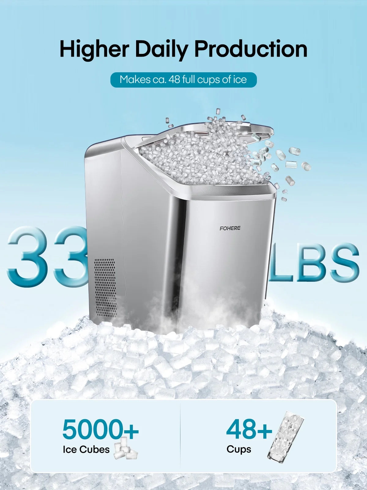 White Stainless Steel Nugget Ice Maker J8033