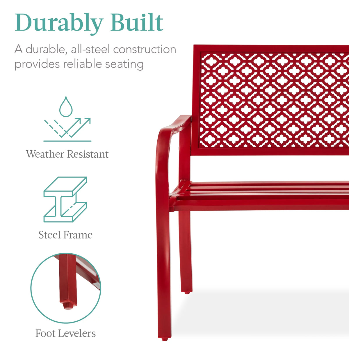 Rose Red Steel Garden Bench N435103