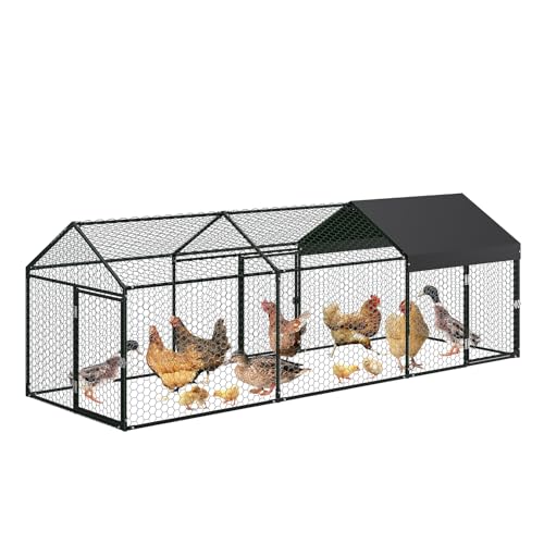 Metal Chicken Coop with Waterproof Cover, 160" x40" x40", 4 Doors C429526