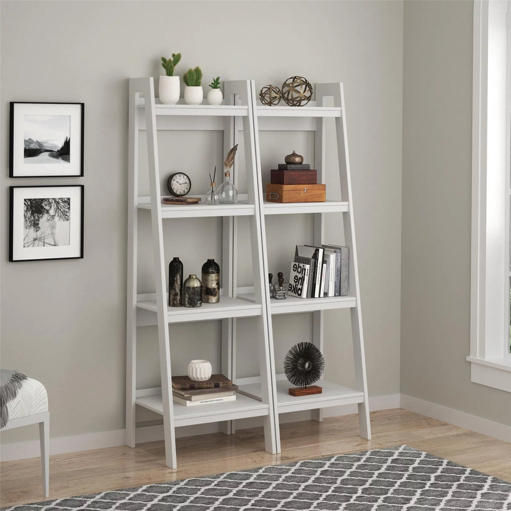 White 4 Shelf Ladder Bookcase Q5733