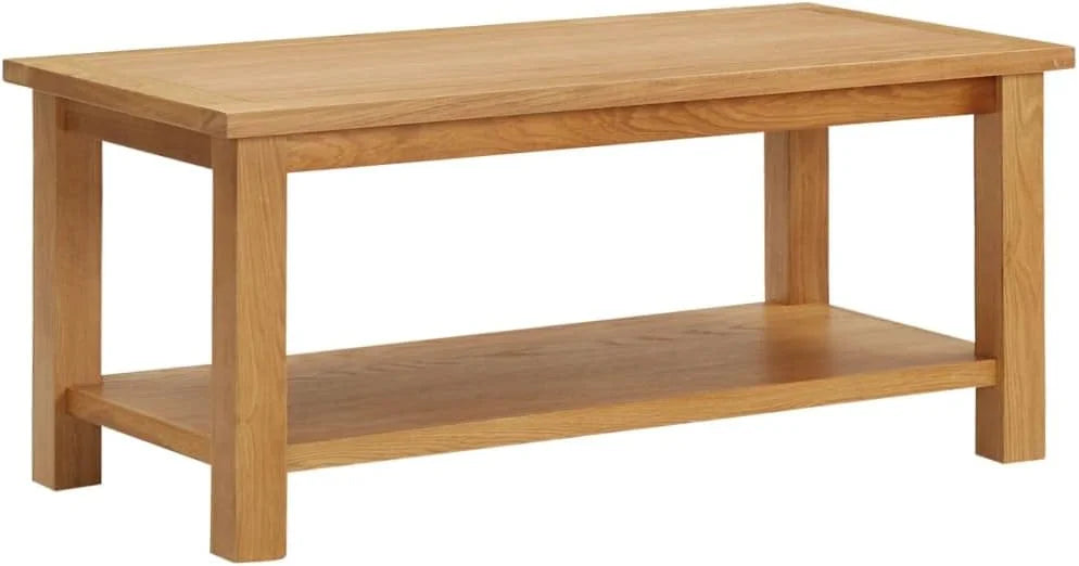 Solid Oak Wood Coffee Table Brown Dark Rectangular 35.4"x17.7"x15.7" S1162