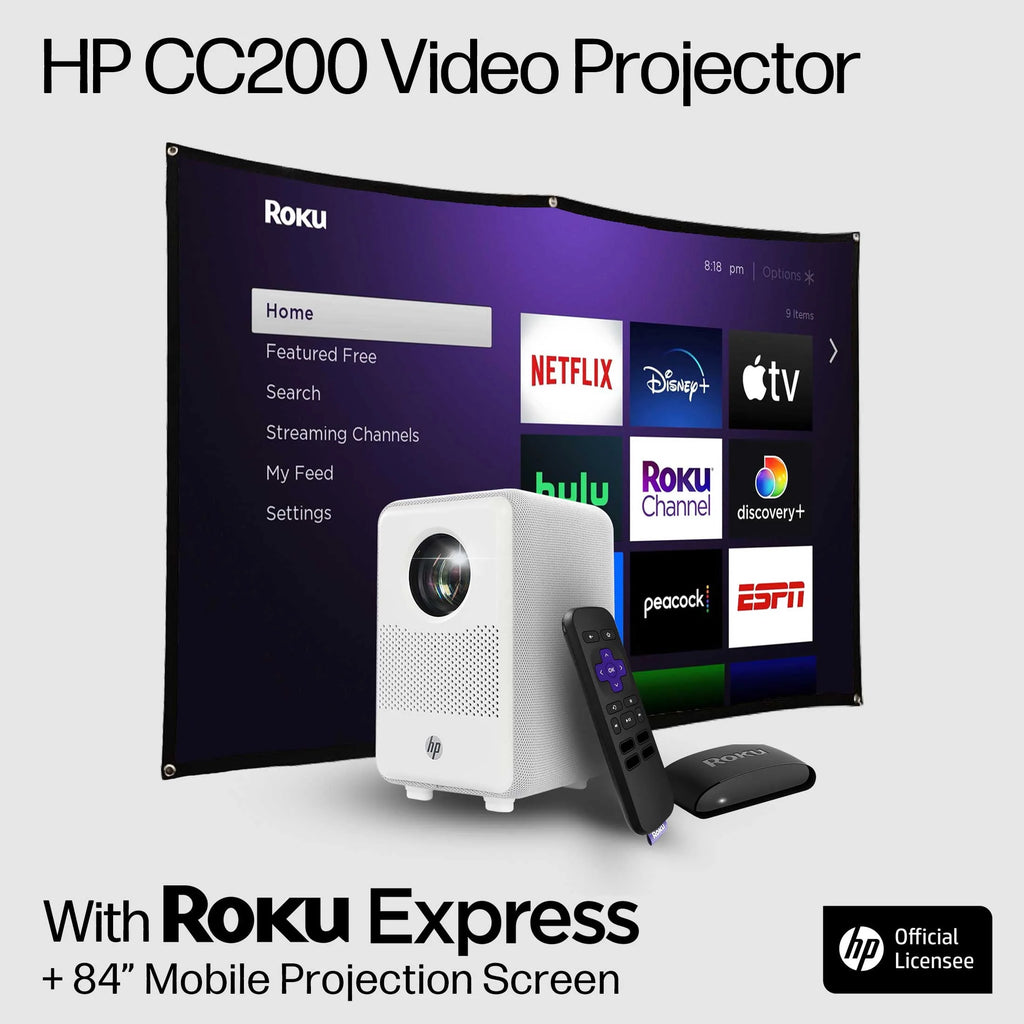 FHD LCD LED Projector with Streaming Player and 84 Projection Screen T220131