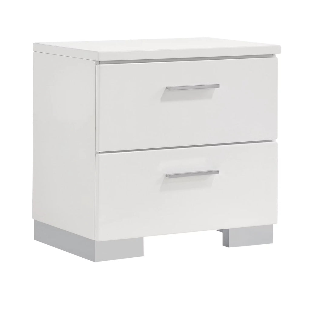 5 Piece Glossy White Wood Bedroom Set P3994