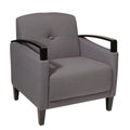 Charcoal Chair with Woven Fabric and Wood Arms F324