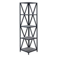 Weathered Grey Black 5-Tier Corner Bookcase I56147