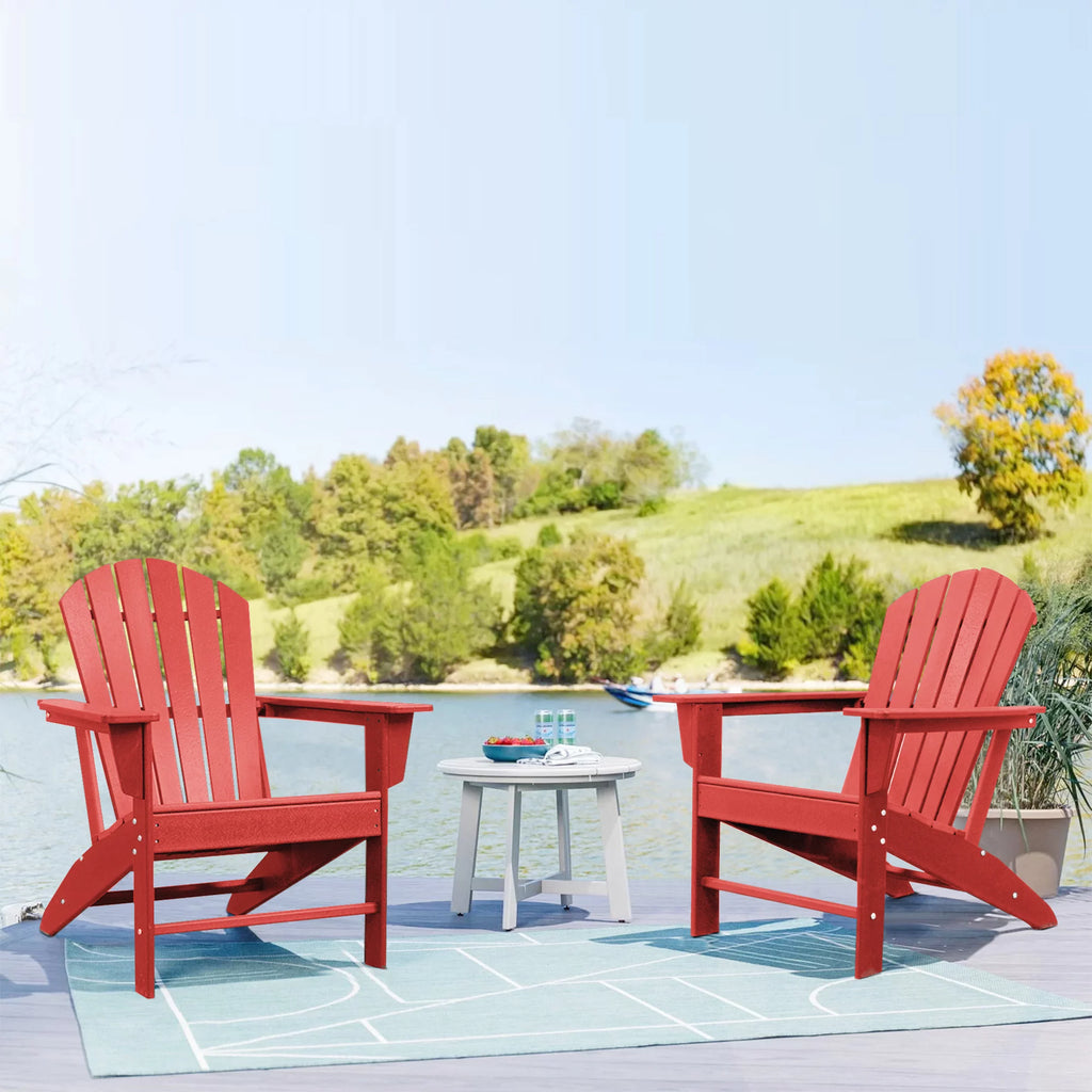 Adirondack Chair Weather Resistant Plastic Resin Red X2415