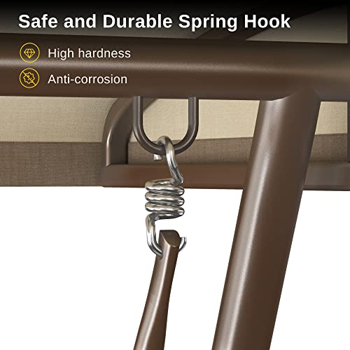 3-Person Outdoor Porch Swing with Adjustable Canopy, Charcoal Black I5878