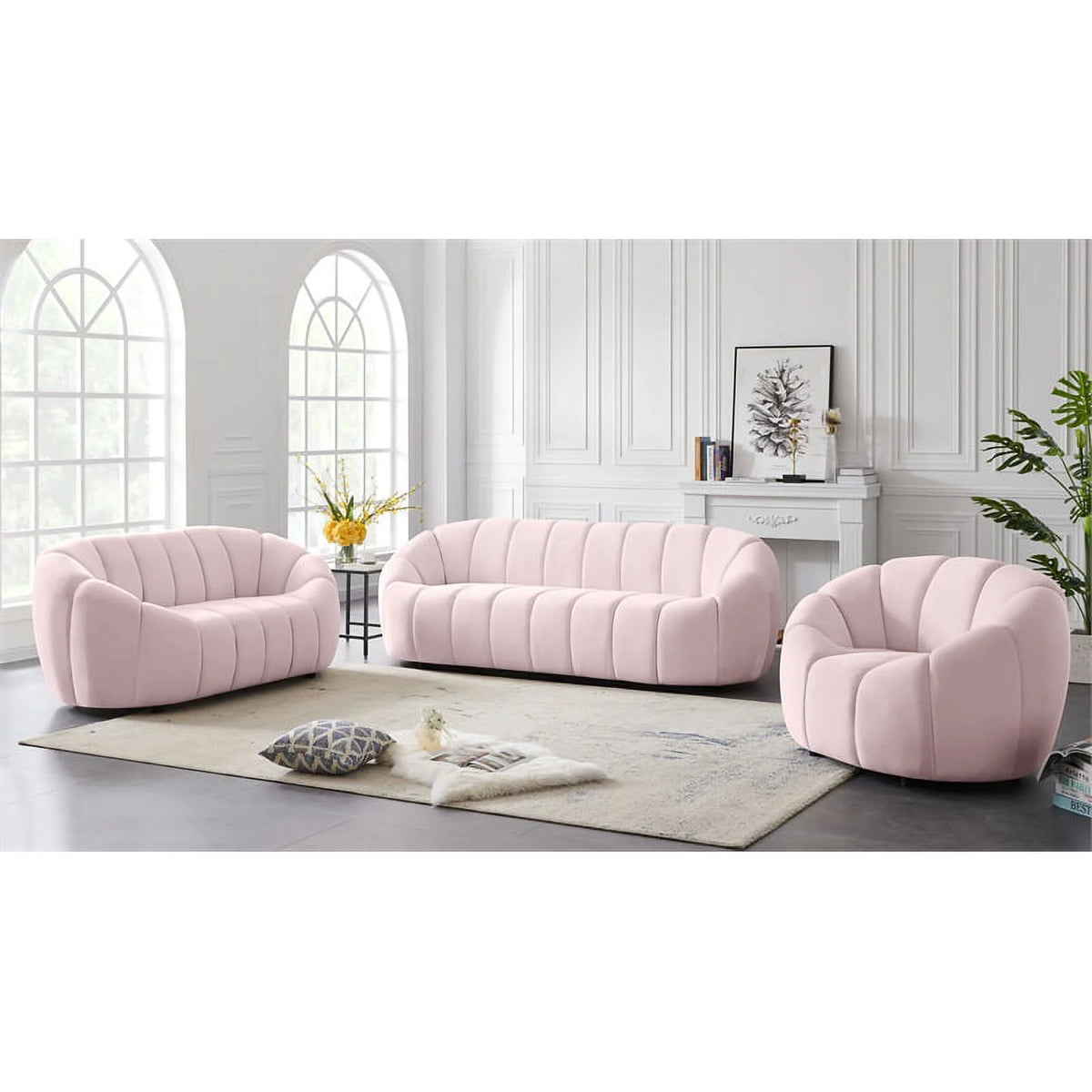 Pink Velvet Sofa E591549