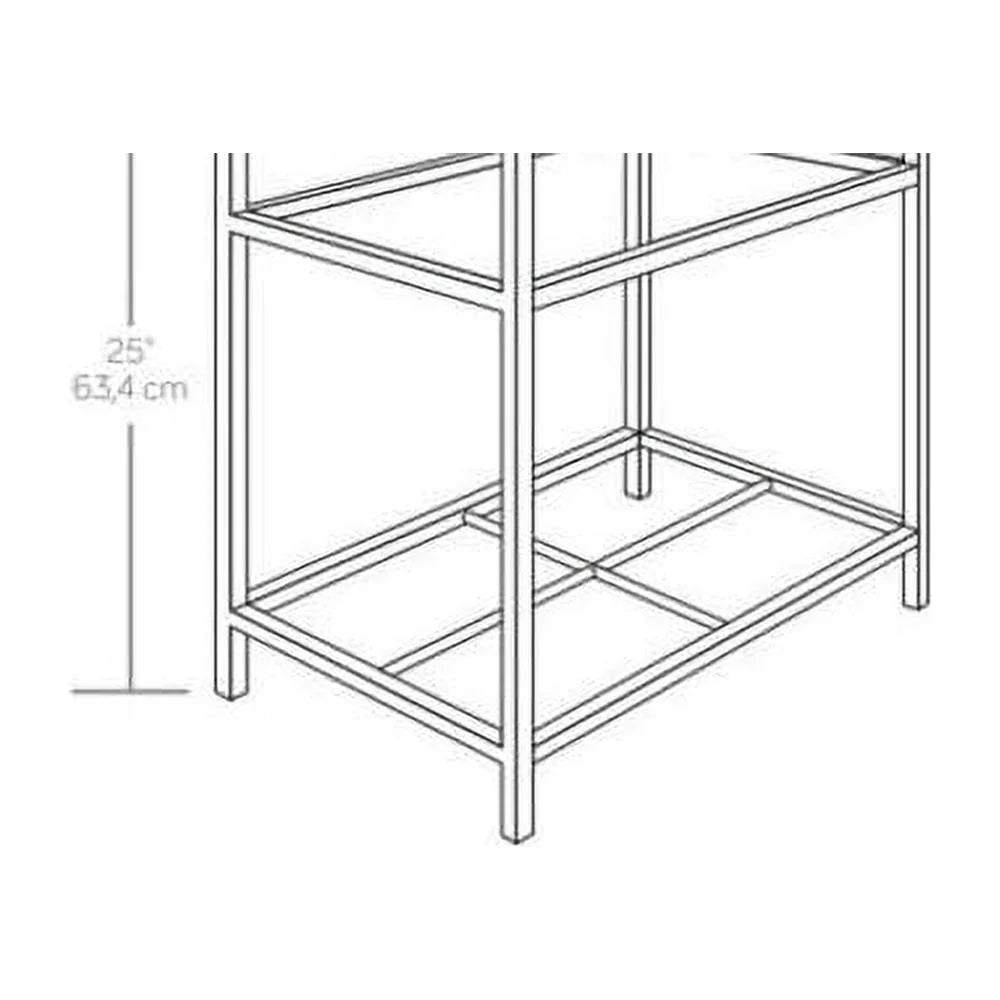 Black Metal End Table with Tempered Glass Top N10043