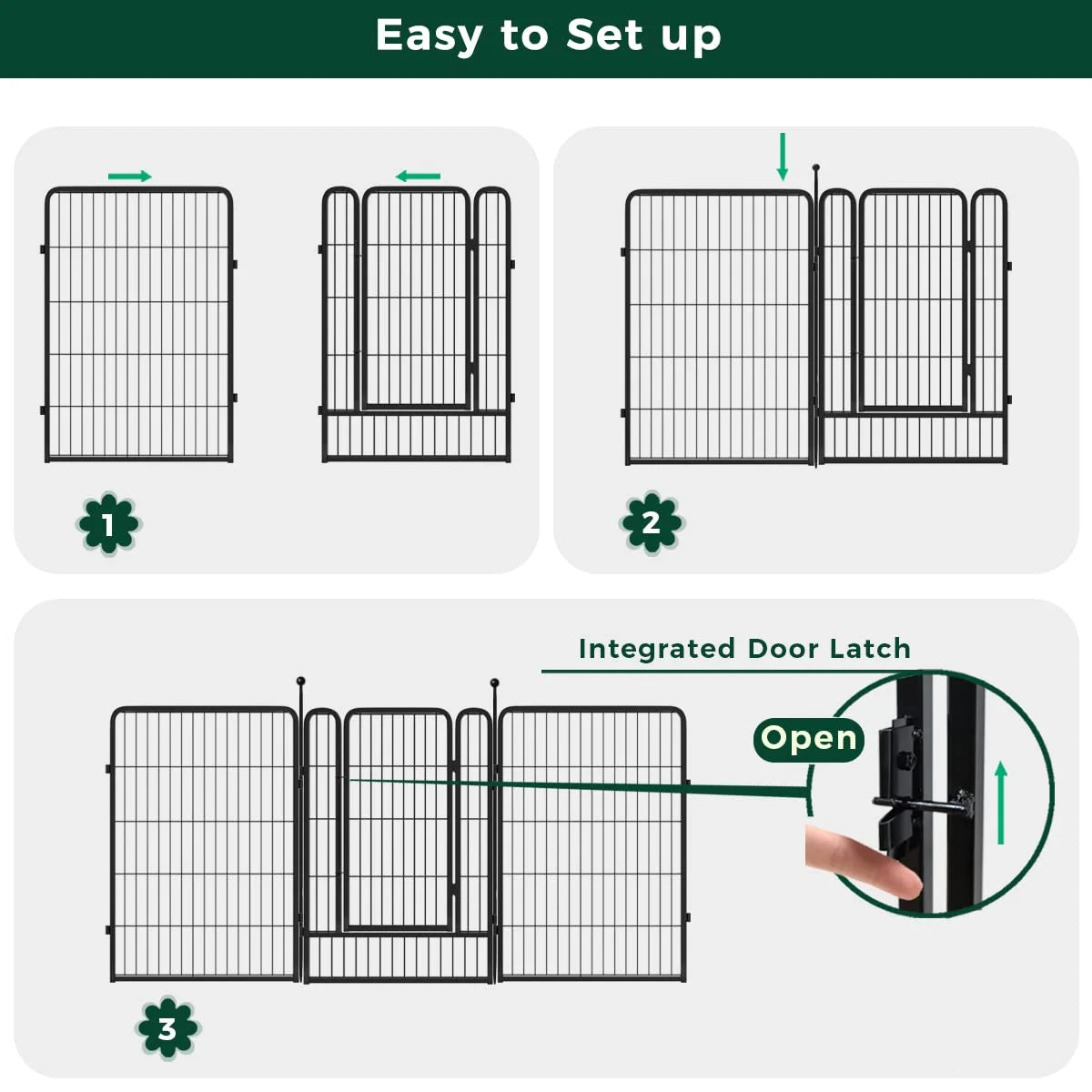 32 Panels 72ft (L)×40in (H) Black Metal Garden Fence with 2 Gates L765786