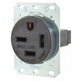 50 A 250V AC Flush Mount Single Outlet Receptacle, Black U3045