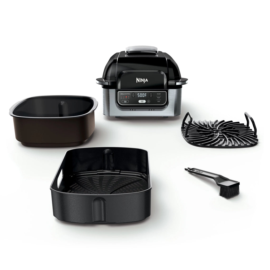 4-in-1 Indoor Grill with 4-qt Air Fryer, Black/Stainless I952340