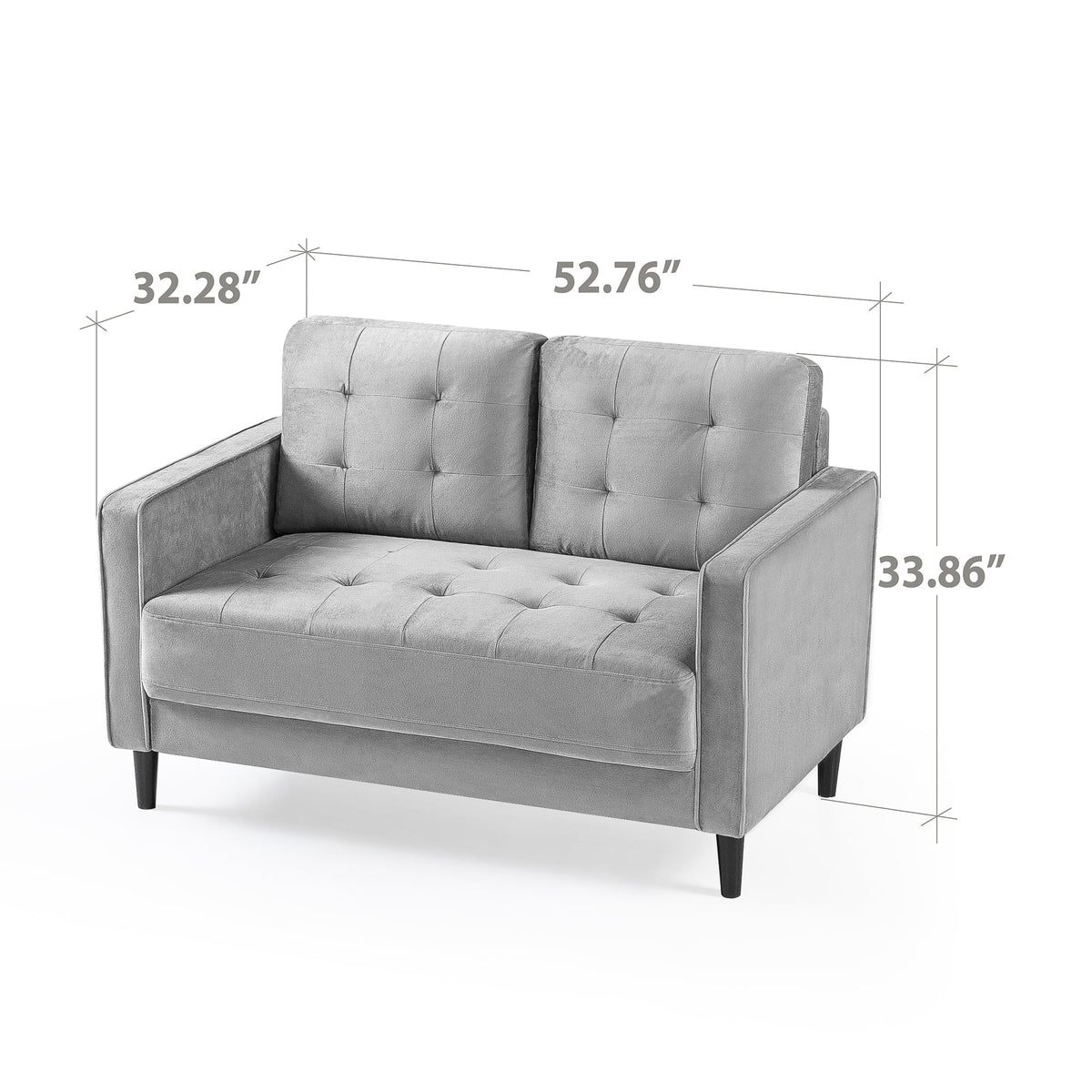 Grey Velvet Loveseat V1432