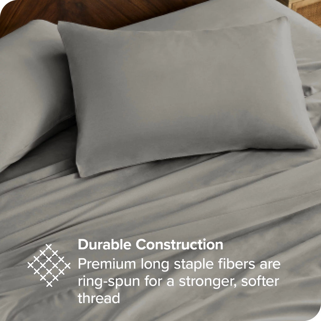 Organic Cotton Percale Sheet Set King Light Gray W970771