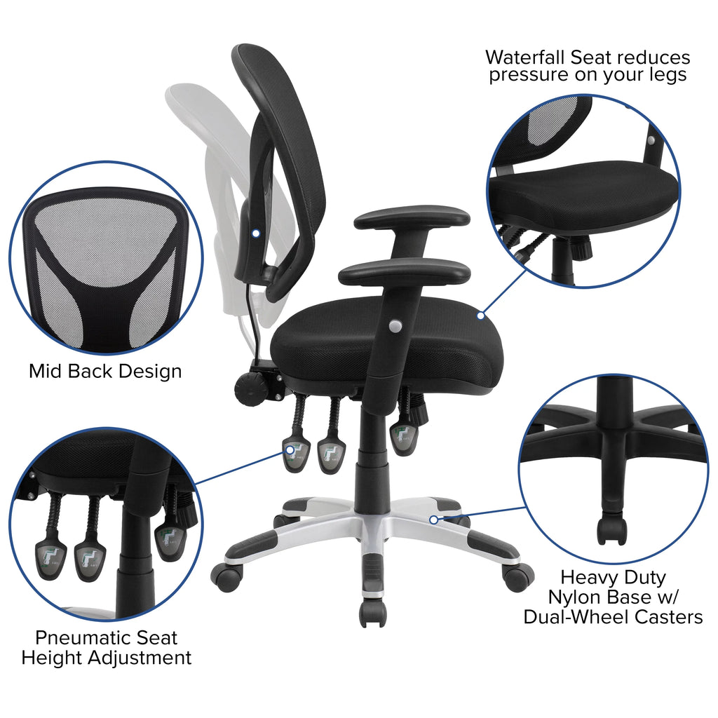 Black Mesh Ergonomic Task Office Chair V939