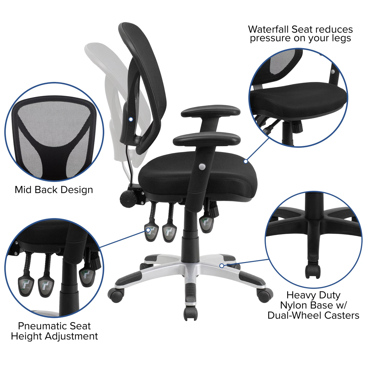 Black Mesh Ergonomic Task Office Chair V939
