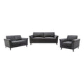 3-Piece Linen Fabric Sofa Set with Tufted Arms in Dark Gray A133418