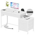 White Reversible Computer Desk with 5 Drawers X56914