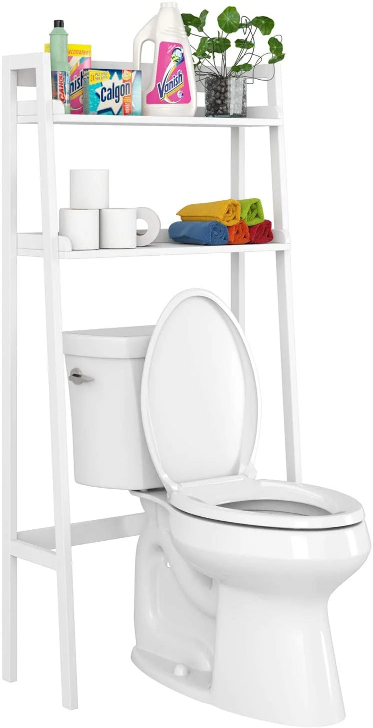 2-Tier White Over the Toilet Bathroom Shelf M94050