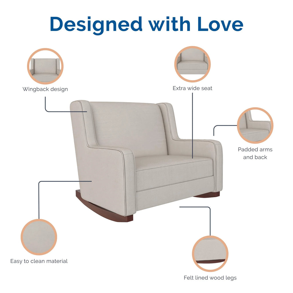 Beige Microfiber Double Rocker Chair M891761