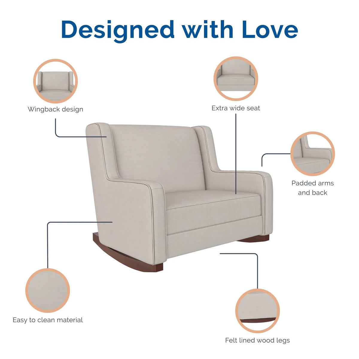 Beige Microfiber Double Rocker Chair M891761