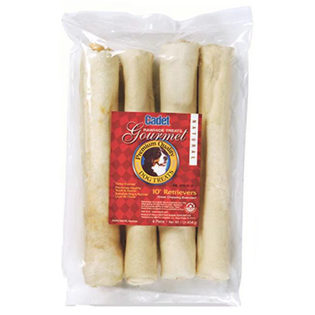 10 in. Beef Natural Rawhide Bone 4 Pack H308