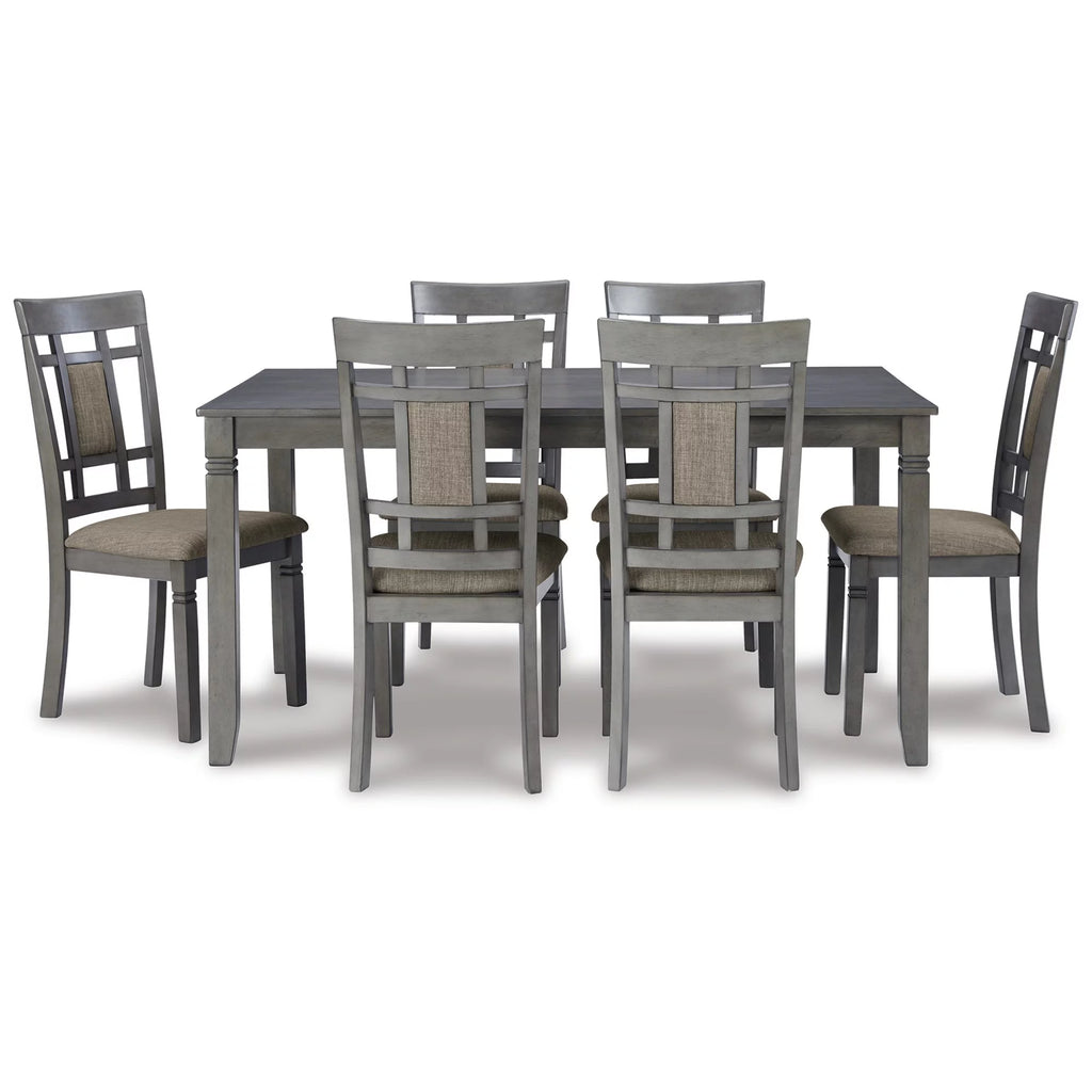 7 Piece Light Gray Wood Dining Table Set I447