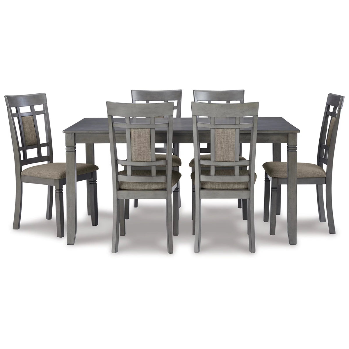 7 Piece Light Gray Wood Dining Table Set I447