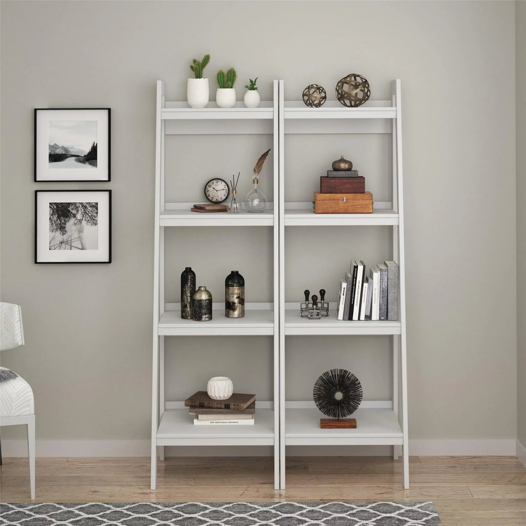 White 4 Shelf Ladder Bookcase Q5733