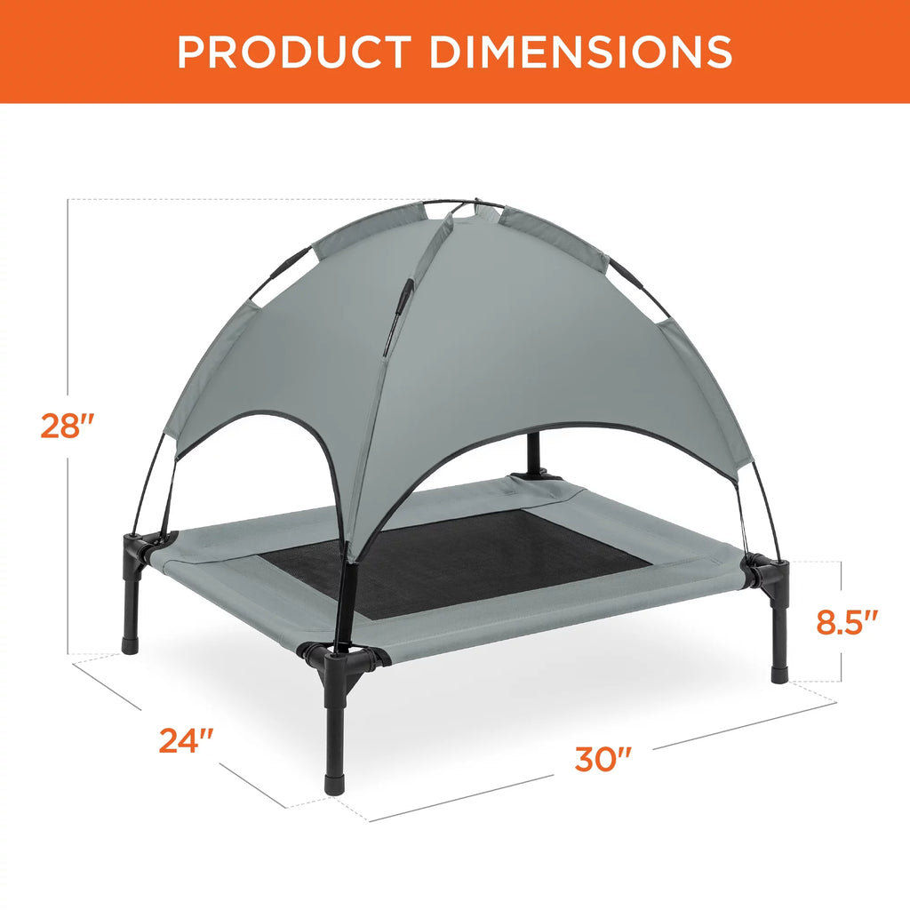 30in Elevated Cooling Dog Bed with Canopy and Carrying Bag D6405