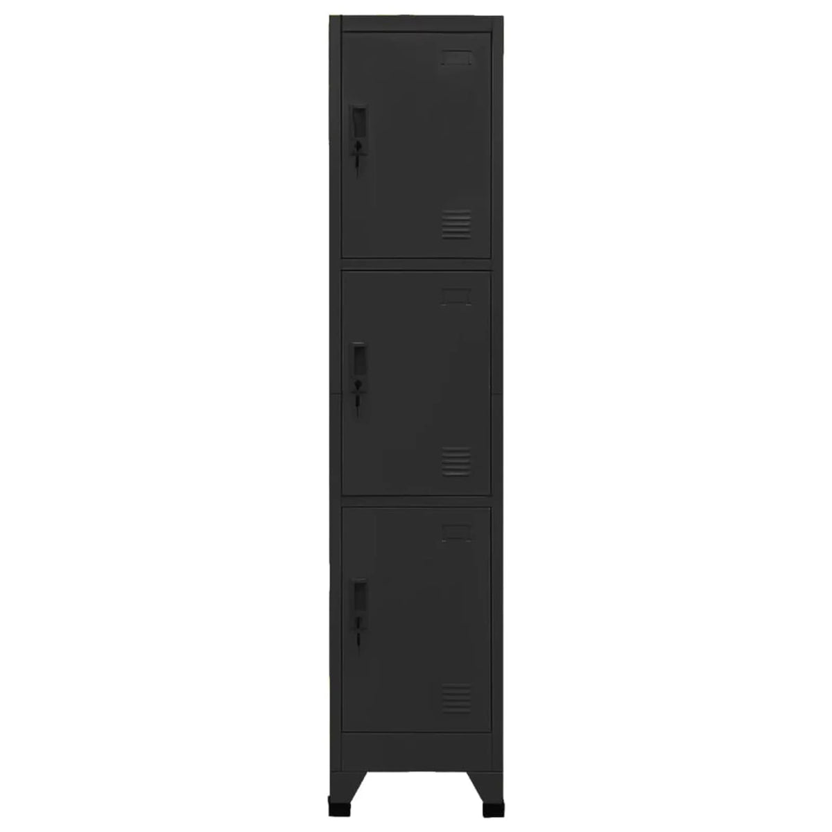 Black Steel Locker Cabinet with 3 Lockable Doors E18327