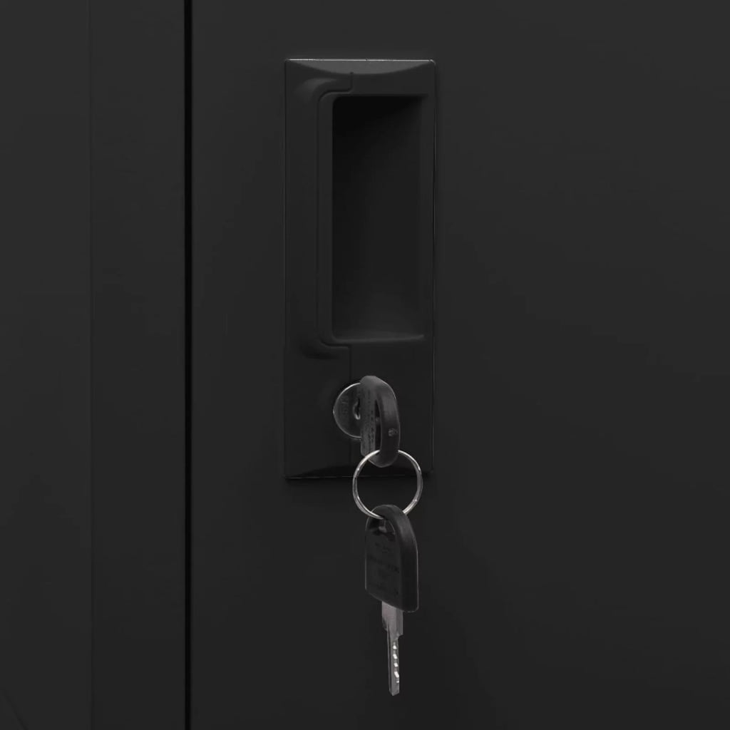 Black Steel Locker Cabinet with 3 Lockable Doors E18327