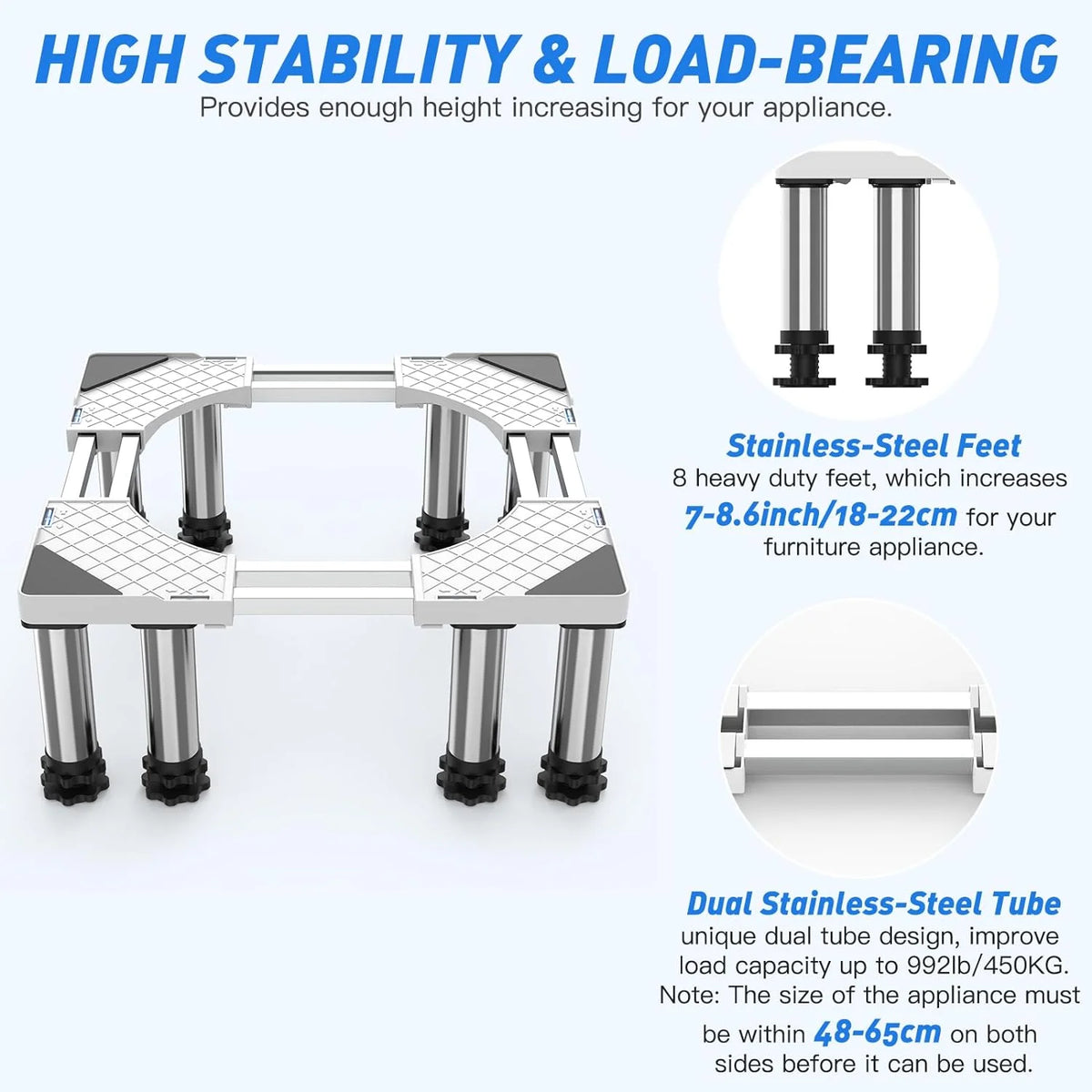 Heavy Duty 8 Stainless Steel Feet Dual Tube Stand C945461
