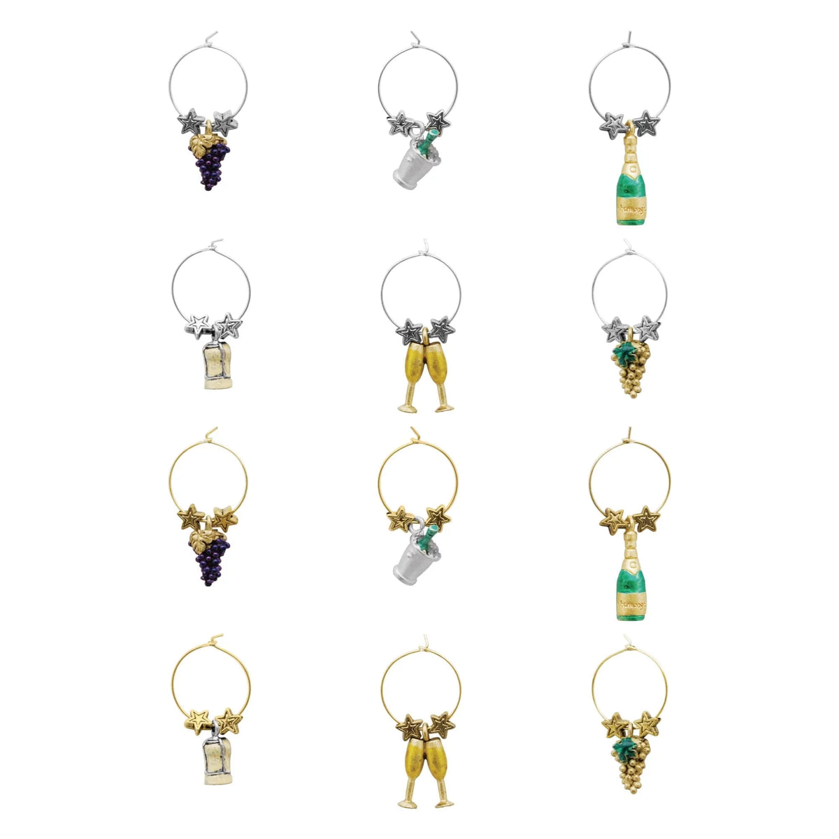 12-Piece Wine Charms for Stem Glasses I89706