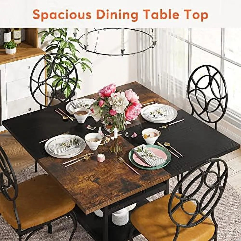 Round Dining Table 47 inch Faux Marble Top Metal Base B2800
