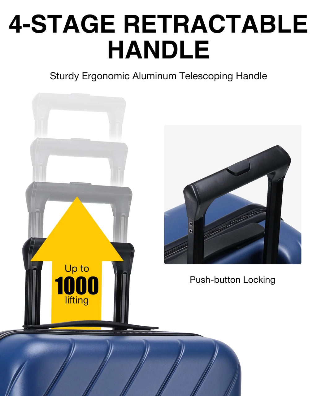 Hardside Carry On Luggage, Lightweight PC Suitcase with Spinner Wheels & TSA Lock M7523