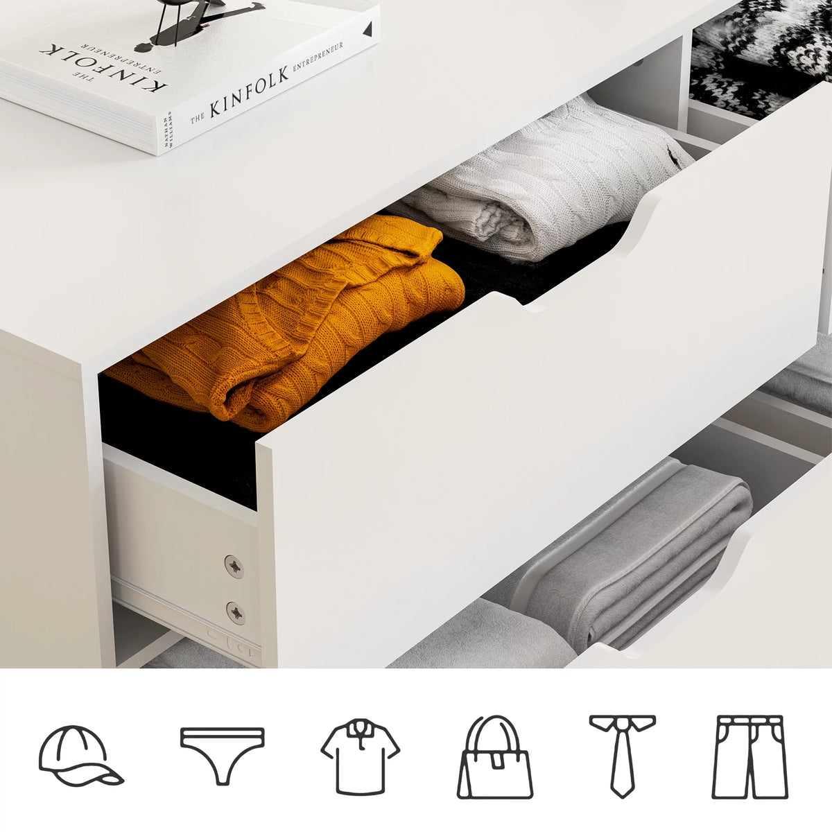 White 6 Drawer Dresser W7081
