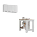 5-Shelf 4-Door 2-Piece Kitchen Set White and Light Oak G93910